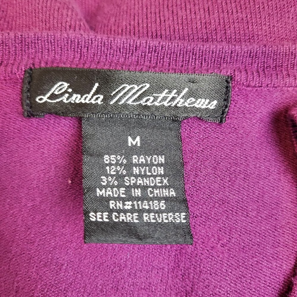 Linda Matthews Purple Shell and Cardigan Sweater Set, Size Medium, GUC - Picture 11 of 12